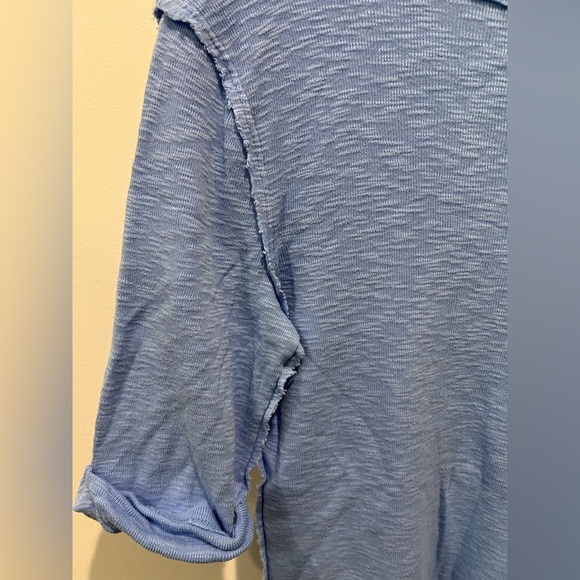 We The Free Vibrant Blue Knit Top Size L Elbow Length 100% Cotton - Picture 2 of 9